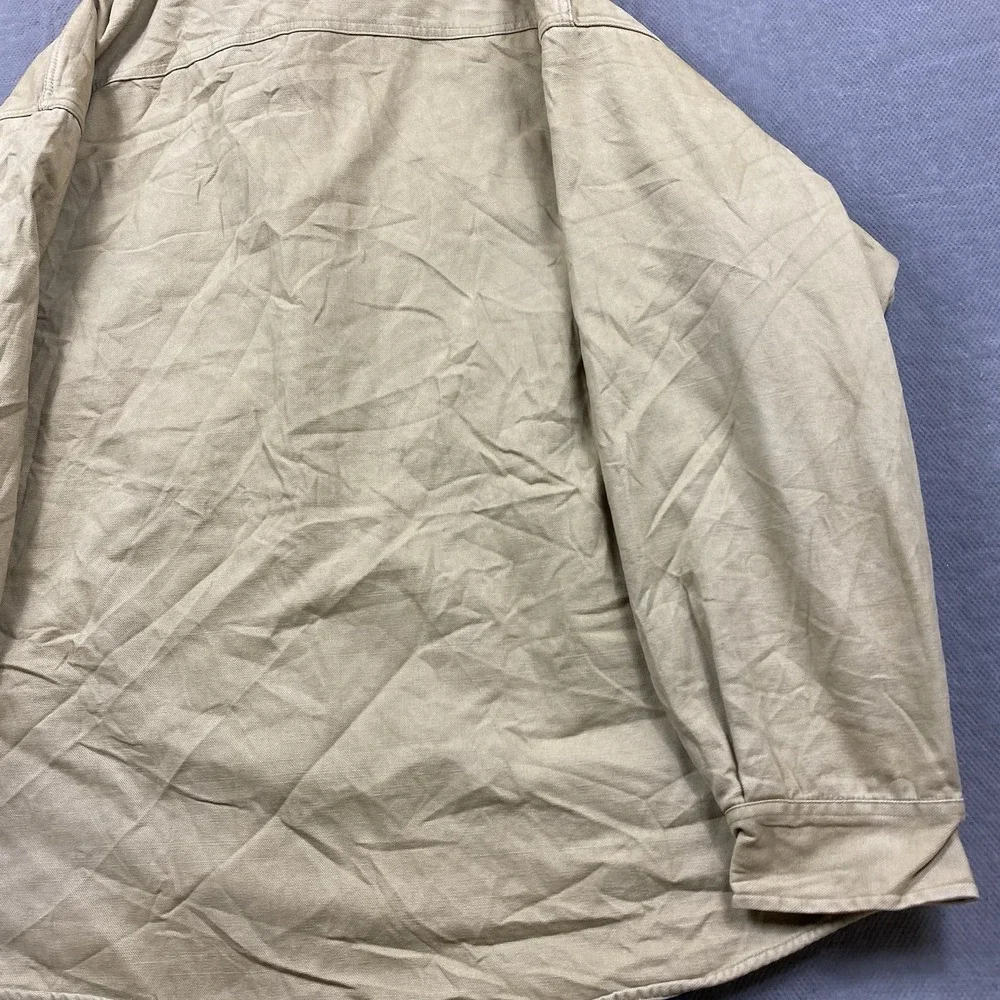 Orvis Mens Jacket XXL Beige Fleece Lined Shacket Outdoor Gorp Cabincore Canvas